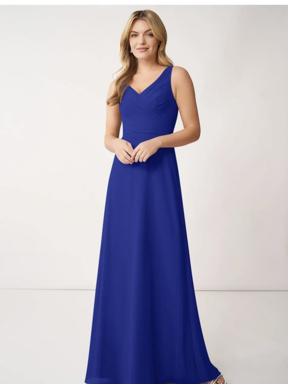 Azazie "Nala" Royal Blue Sleeveless Evening Gown with Matching Shoulder Wrap